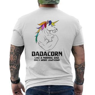 Mens Dadacorn Muscle Dad Unicorn Father's Day Mens Back Print T-shirt | Mazezy