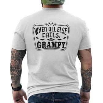 Mens Family When All Else Fails Ask Grampy For Grandpa Mens Back Print T-shirt | Mazezy UK