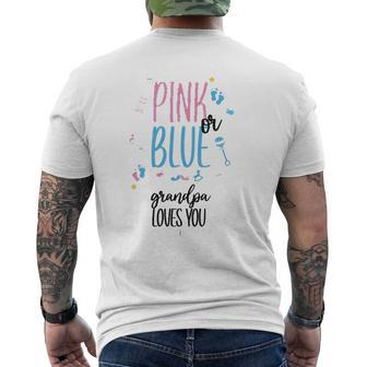 Mens Pink Or Blue Grandpa Loves You 2 White Mens Back Print T-shirt | Mazezy
