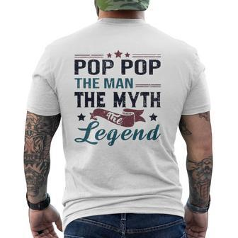 Mens Pop Pop The Man The Myth The Legend Retro Vintage Dad's Mens Back Print T-shirt | Mazezy UK