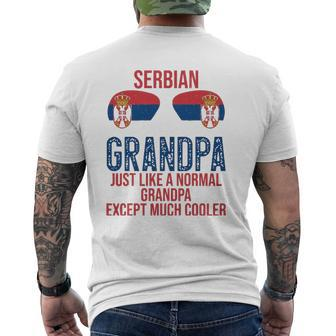 Mens Serbian Grandpa Serbia Flag Sunglasses Father's Day Mens Back Print T-shirt | Mazezy