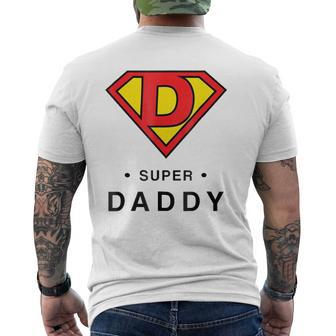 Mens Super Daddy Father's Day Present Super Hero Mens Back Print T-shirt | Mazezy