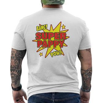 Mens Super Pappy Super Power Dad Father Mens Back Print T-shirt | Mazezy