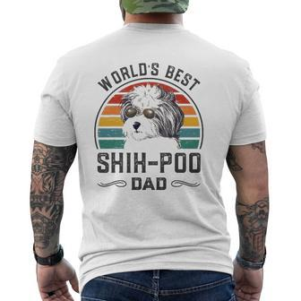 Mens World's Best Shih Poo Dad Vintage Dog Dad Mens Back Print T-shirt | Mazezy