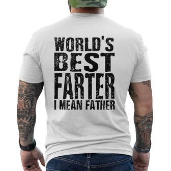 Mens World's Greatest Farter Oops I Mean Father Father's Day Fun Mens Back Print T-shirt | Mazezy