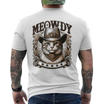 Meowdy Cat Wearing Cowboy Hat Vintage Western Country Men's T-shirt Back Print - Monsterry AU