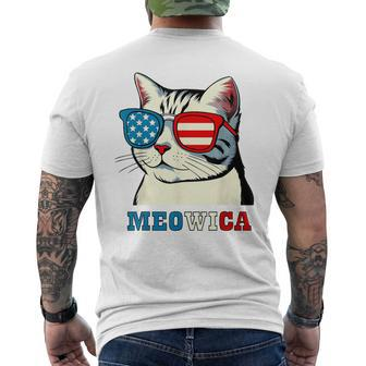 Meowica 4Th Of July Cat Sunglasses American Usa Flag Cat Men's T-shirt Back Print - Monsterry CA