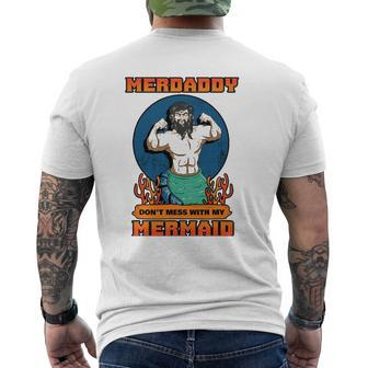 Merdaddy Mermaid Daddy Merman Merfolk Merpeople Dad Mens Back Print T-shirt | Mazezy UK
