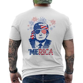 'Merica Trump Happy 4Th Of July Trump American Flag Men's T-shirt Back Print - Seseable