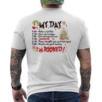 Merry Christmas My Day Schedule I’M Booked Christmas Men's T-shirt Back Print - Thegiftio