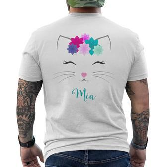 Mia Name Personalised Kitty Cat Men's T-shirt Back Print - Seseable