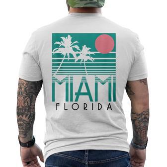 Miami Florida Vintage Retro Palm Trees Beach Summer Surf Men's T-shirt Back Print - Monsterry UK