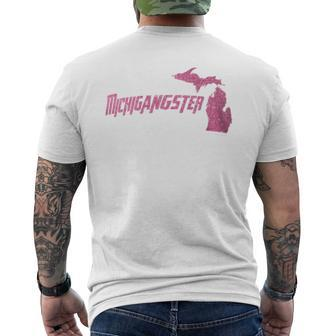Michigangster Detroit Michigan Midwest Mitten Men's T-shirt Back Print - Monsterry DE