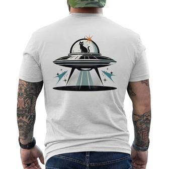 Midcentury Mid Century Cat Retro Atomic Age Space Capsule Men's T-shirt Back Print - Seseable