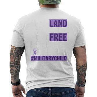 Military Child Month Purple Up Land Of The Free Daddy Brave Men's T-shirt Back Print - Seseable