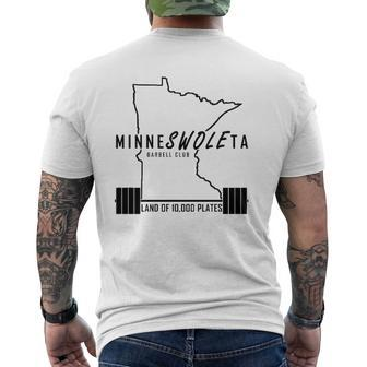Minneswoleta Barbell Minnesota Gymer Mens Back Print T-shirt | Mazezy UK