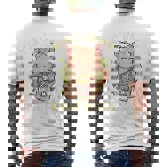 Miso Soup Cat Kawaii Anime Cat Japanese Maki Miso Happy Men's T-shirt Back Print - Thegiftio