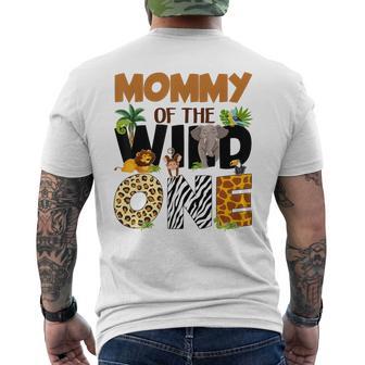 Mom And Dad Mommy Of The Wild One Safari Jungle Birthday Men's T-shirt Back Print - Monsterry UK