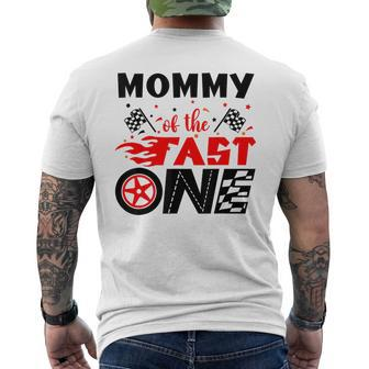 Mommy Of The Fast One 1St Birthday Racing Car Matching Men's T-shirt Back Print - Thegiftio