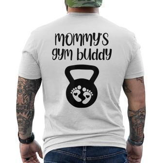 Mommy's Gym Buddy Pregnant Kettlebell Lifting Bodybuilding Men's T-shirt Back Print - Monsterry AU