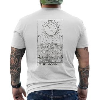 The Moon Tarot Card Vintage Men's T-shirt Back Print - Monsterry