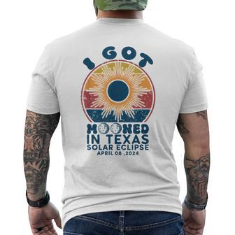 I Got Mooned In Texas Total Solar Eclipse 2024 Tx Vintage Men's T-shirt Back Print - Seseable