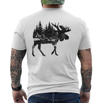 Moose Nature Alaska Hiking Fishing Camping Hunting Men's T-shirt Back Print - Monsterry CA