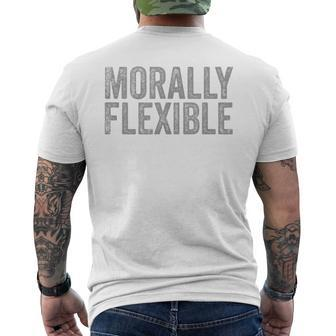 Morally Flexible Grey Gray Distressed Font On Blue Men's T-shirt Back Print - Monsterry CA