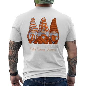 Multiple Sclerosis Awareness Month Orange Ribbon Gnomies Men's T-shirt Back Print - Seseable