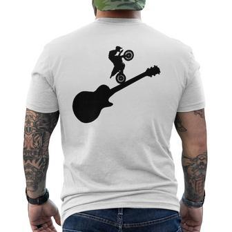 Musicians With Electric Guitar And Motocross Graphic Men's T-shirt Back Print - Monsterry UK