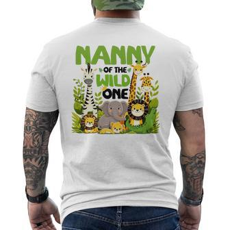 Nanny Of The Wild One Birthday 1St Safari Jungle Family Men's T-shirt Back Print - Seseable