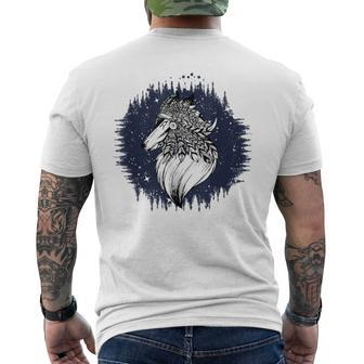 Native American Pride Wolf Protective Spirit And Starry Sky Men's T-shirt Back Print - Monsterry UK