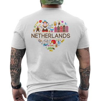 Netherlands Love Illustrated Dutch Symbol Pride Men's T-shirt Back Print - Monsterry