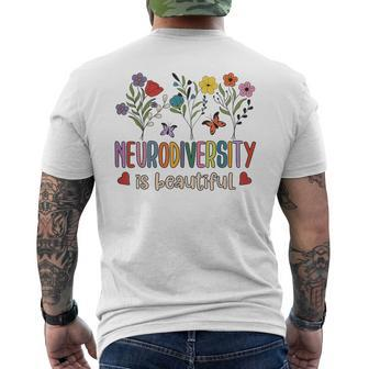 Neurodiversity Is Beautiful Autism Awareness Flowers Vintage Men's T-shirt Back Print - Monsterry