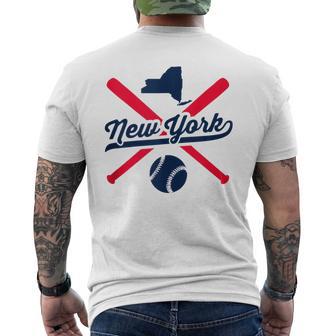 New York Baseball Vintage State Pride Love City Red Men's T-shirt Back Print - Monsterry