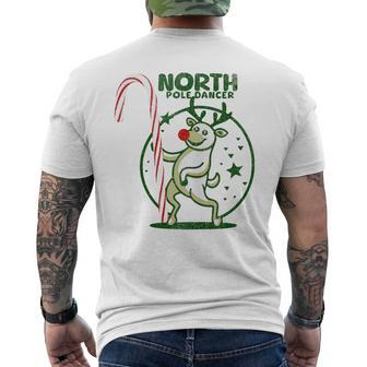 North Pole Dancer Inappropriate Christmas Reindeer Men's T-shirt Back Print - Monsterry