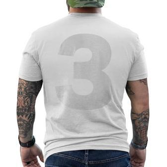 Number 3 Big Bold White Three Numeral Group Men's T-shirt Back Print - Monsterry DE