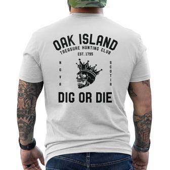 Oak Island Treasure Hunting Club Vintage Skull And Crown Mys Men's T-shirt Back Print - Monsterry CA