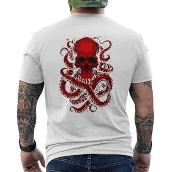 Octopus Skull Monster Red Krakens Cthulhus Cool For Boys Men's T-shirt Back Print - Seseable