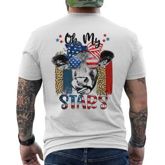 Oh-My Stars Cow Highland Cow Highland Cow With 4Th July Men's T-shirt Back Print - Monsterry DE