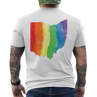 Ohio Gay Pride Heart Watercolor Men's T-shirt Back Print - Monsterry UK