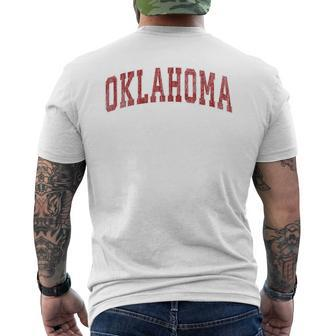 Oklahoma Ok Vintage Athletic Sports Red Style Men's T-shirt Back Print - Seseable