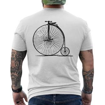 Old School Penny Farthing High Wheel Bike Bicycle Vintage Men's T-shirt Back Print - Monsterry