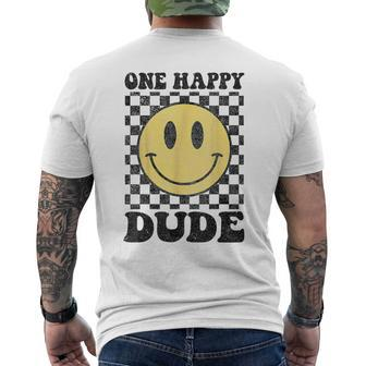 One Happy Dude Happy Face 1St Birthday Party Family Matching Men's T-shirt Back Print - Thegiftio UK