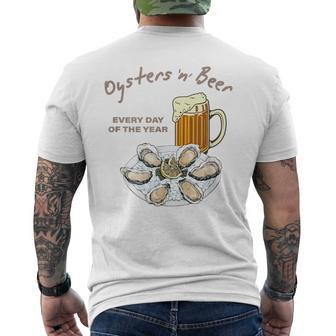 Oysters And Beer Every Day Of The Year Oyster Shucker Men's T-shirt Back Print - Monsterry DE