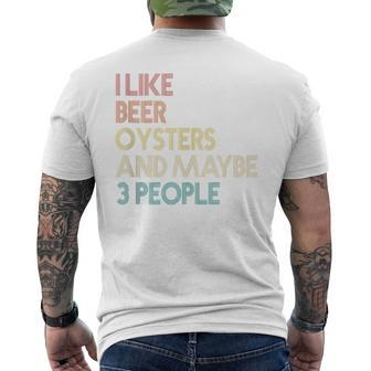 Oysters And Beer Lovers Introvert Quote Vintage Retro Men's T-shirt Back Print - Monsterry