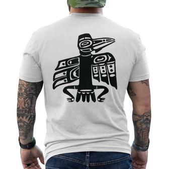 Pacific Northwest Coast Indian-Style Raven Men's T-shirt Back Print | Mazezy