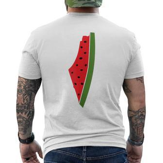 Palestine Peace Palestinian Watermelon Men's T-shirt Back Print - Monsterry