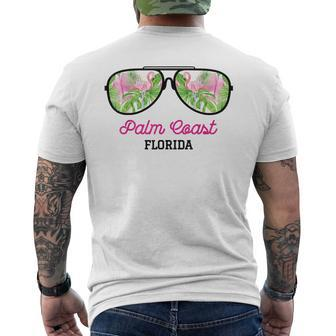 Palm Coast Florida Sunglasses Flamingo Beach Vacation Mens Back Print T-shirt - Thegiftio UK