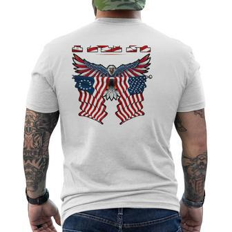 Papa American Flag Eagle Father's Day Mens Back Print T-shirt | Mazezy